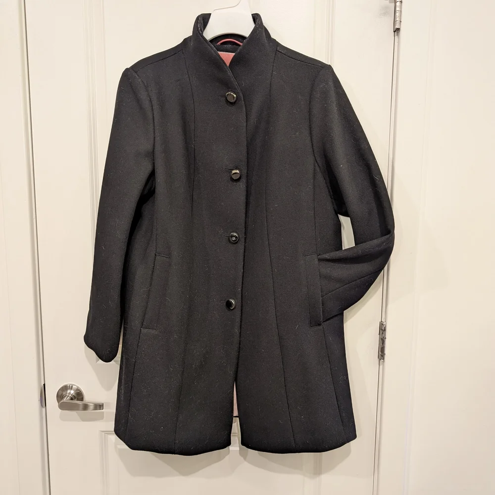 🎉 SALE 🎉 Kate Spade High Neck Wool Blend Black Women's Coat - Picture 3 of 12
